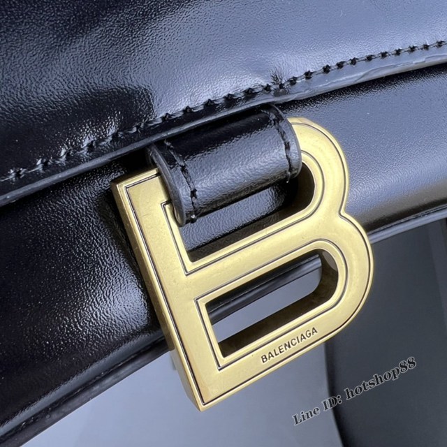 Balenciaga專櫃爆款平紋黑色金扣中號Hourglass沙漏包 巴黎世家頂級原單手提肩背包 fyj1213